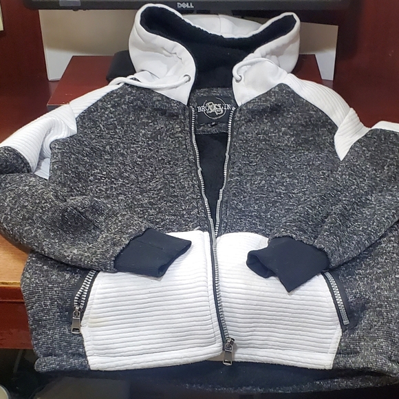 Black and White Zip-Up Hoodie - Picture 1 of 6